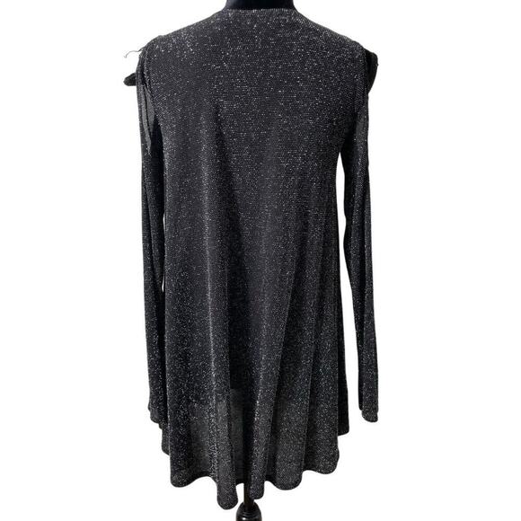 Show Me Your Mumu Black Sparkly Cold Shoulder Long Sleeve Mini Dress Sz XS - Picture 2 of 5